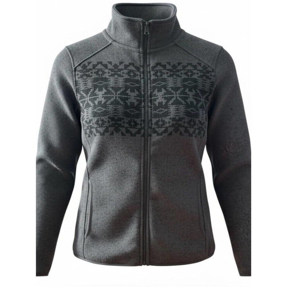 Eddie Bauer Women’s M Fleece Jacket Charcoal w/Black Design & Pockets